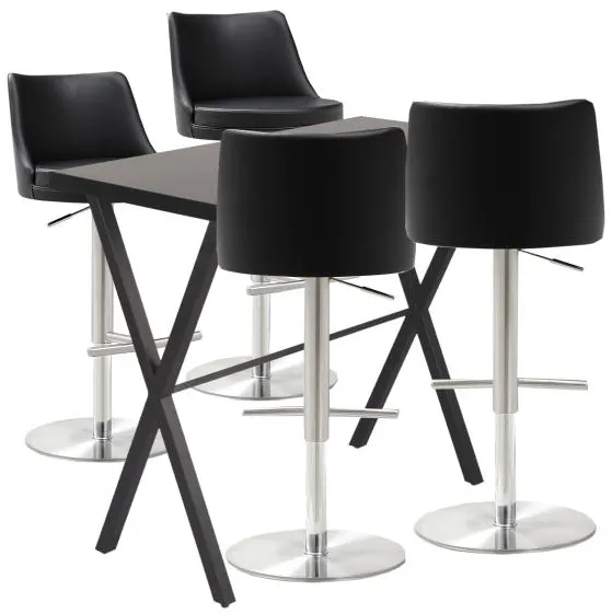 Homeville Bartisch-Set Grappa/Luna Barhocker Schwarz/Chrom