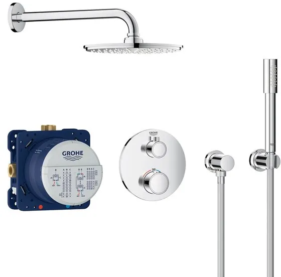 Grohe Grohtherm Duschset mit Rainshower Cosmopolitan 210, Chrom