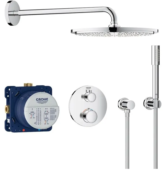 Grohe Grohtherm Duschset mit Rainshower Cosmopolitan 310 Duschkopf, Chrom