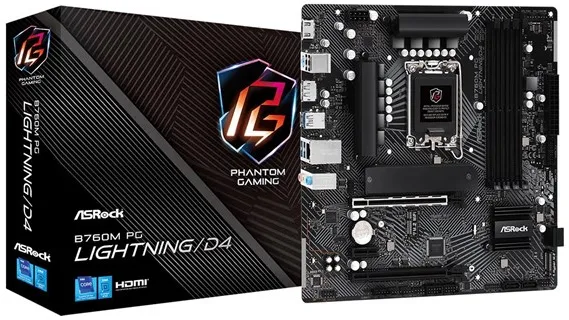 ASRock B760M PG LIGHTNING/D4 Mainboard - Intel B760 - Intel LGA1700 Sockel - DDR4 RAM - Micro-ATX