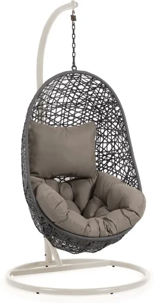 Florina, Outdoor-Hängesessel, grau/weiß, Rattan