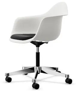 Vitra Eames Plastic PACC Bürostuhl mit gepolstertem Sitz und Drehfunktion Schwarz/Weiß