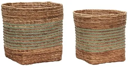 Hübsch Reveal Körbe Mint/Natur 2er-Set
