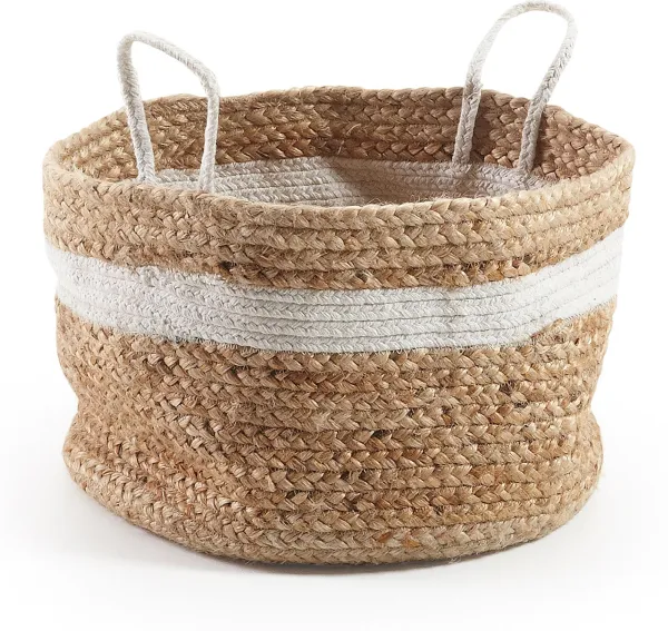 Saht, Korb, natur/weiß, H30x40x40 cm