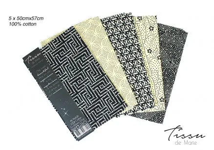 Tissu de Marie Fat Quarter Mitternacht 50x57cm - 5 Stk