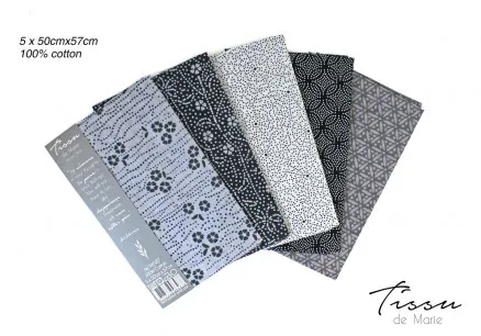 Tissu de Marie Fat Quarter Silber 50x57cm - 5 Stk