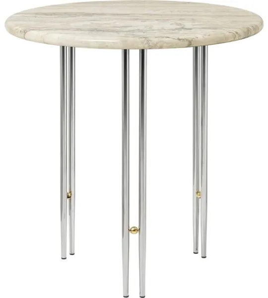 GUBI IOI Beistelltisch Ø50 Chrom/Beige