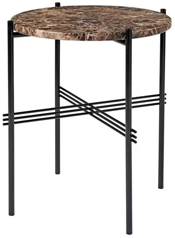 GUBI TS Beistelltisch Rund Ø40 Schwarz/Brauner Emperador Marmor