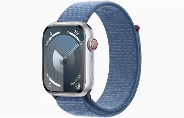 Apple Watch Series 9 GPS + Cellular 45mm - Silbernes Aluminiumgehäuse mit Winterblauem Sport Loop