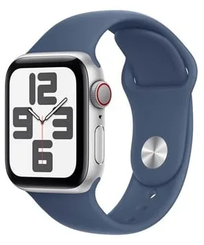 Apple Watch SE GPS + Cellular 40mm - Silbernes Aluminiumgehäuse mit Denim Sportarmband - M/L