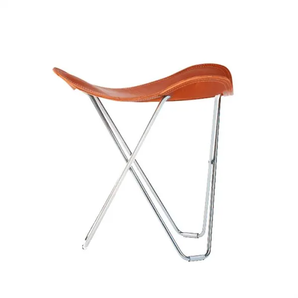 Cuero Pampa Flying Goose Hocker - Chromgestell - Polo