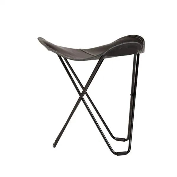 Cuero Pampa Flying Goose Hocker - Schwarzer Rahmen - Schwarz